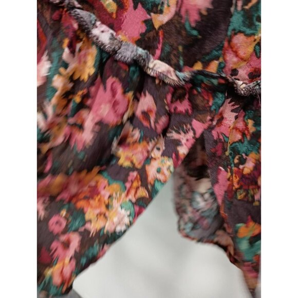 Maurices Womens Blouse Top Size 1X Red Floral Tiered BOHO Peasant Smocked - Picture 4 of 11